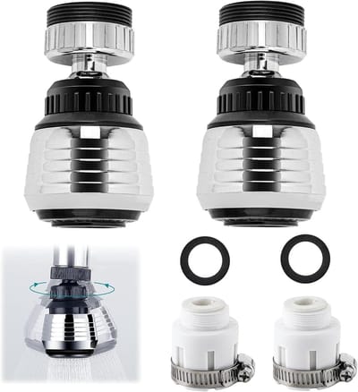 2 x 360° Tap Aerator met 2 Modi en Adapters, Ideaal voor Keuken en Badkamer, Verhoogt Waterdruk en Bespaart Water