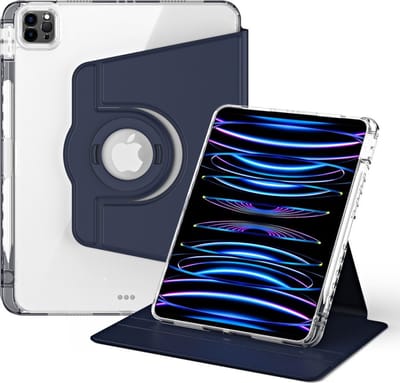 Coverup Tablethoes geschikt voor iPad Air 11 (2024/2025/2026) / Air (2020/2022) Hoesje - 360° Rotating Folio Book Case met Wake/Sleep - Blauw