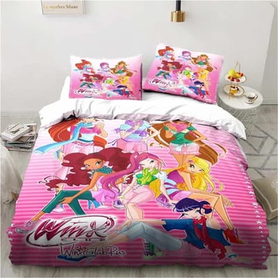 Winx Anime Kawaii Beddengoed Collectie Dekbedovertrek Collectie Lichtgewicht Zacht Dekbedovertrek Decoratief Beddengoed Voor Tieners Jongens Meisje Cadeau Groot 135X200cm-2pcs