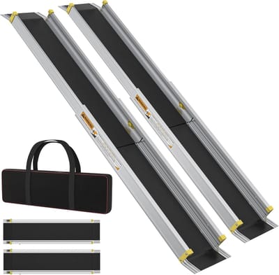 4 Ft Uitrekbare Drempelramp | 76-122Cm Rollstoel- En Scooterrampen | Anti-Verschuivende Aluminium Ramp | Draagkracht Tot 300Kg | Geschikt Voor Thuistreppen, Deuren En Traptreden NAIZY