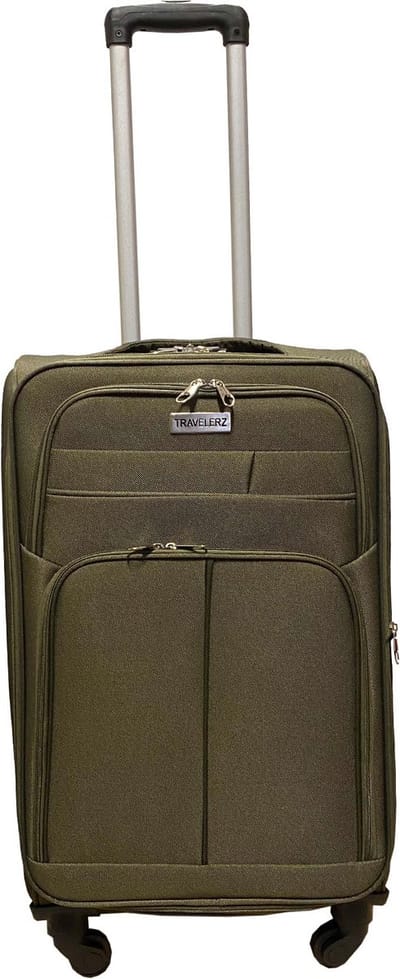 Reiskoffer met wielen softcase 68 liter - met cijferslot - expender - voorvakken - groen