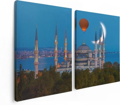 Artaza Canvas Schilderij Tweeluik Sultan Ahmetmoskee In Istanbul - 120x80 - Foto Op Canvas - Canvas Print