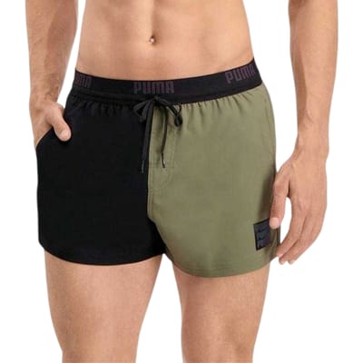 Puma Heren Kleurblok Zwemshort (Zwart/Kaki)