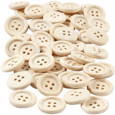 CC Houten Knopen 15 mm 50 stuks