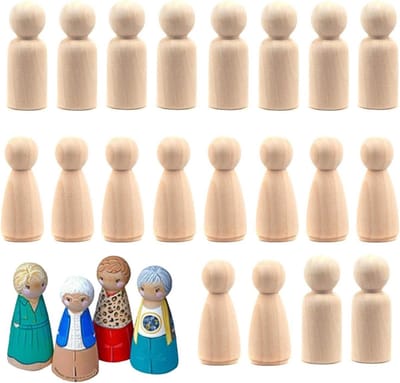 40 stuks onafgewerkte houten speelfiguren - natuurlijke kleine poppen om zelf te decoreren - 55 mm