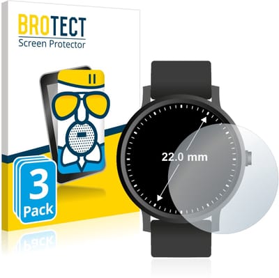 BROTECT - Screenprotector voor Horloges (Rond, ø: 22 mm) - Folie Beschermfolie Beschermglas matte 3 Stuks