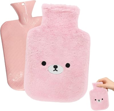 Warmwaterkruik van 2 liter met pluche hoes, ideaal voor nek- en schouderpijn, hand- en voetwarmers, schattig en zacht design