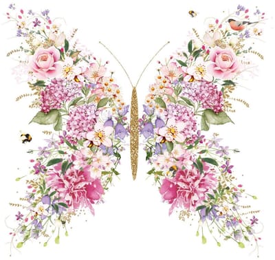 Lunch servetten - Papillon et fleurs Vlinder Bloemen