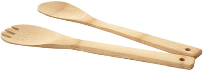 Salade servers MCW-C12, bestek keukenaccessoires serveerbestek vork lepel 2-delig, bamboe 1x6x30cm