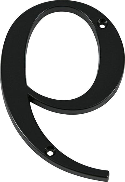 Huisnummer 9 - Nummerbord - Huisidentificatie - Inbouw model - 10 cm hoog - Zwart