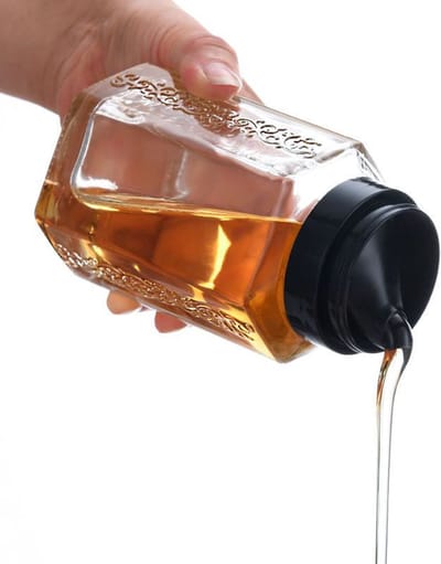 2-Delige Glazen Honingdispenser 360 ml/12 oz – Lekvrije Deksel – Draagbaar – Vaatwasmachinebestendig – Voor Keuken, Buffet & Picknick-OUTARO