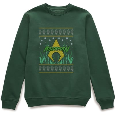 DC Aquaman Knit Christmas Jumper - Forest Green - S