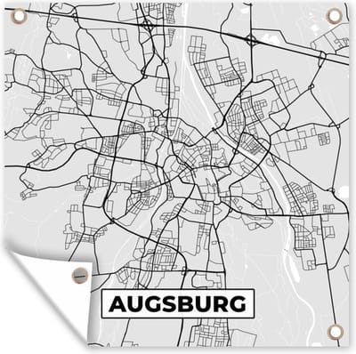 Tuin poster Plattegrond - Augsburg - Kaart - Stadskaart - Duitsland - 200x200 cm - Tuindoek