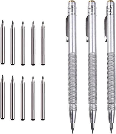 Kraspen Aluminium - Graveerpen Wolfraam - Metalen Markeren - Duurzame Punt - 14 Cm - Zilver
