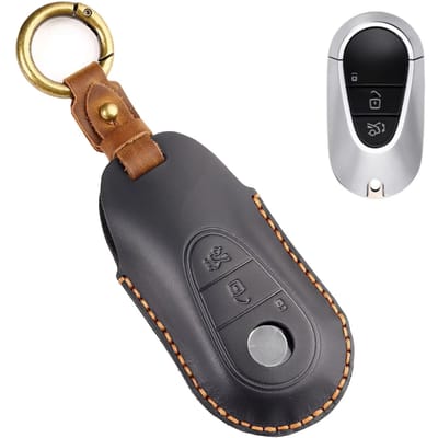 Housse en Cuir pour Clé de Voiture Sans Contact Pour Mercedes Benz Classe C S W206 W223 S350 C260 C300 S400 S450 S500 Coque de Protection pour Clé de Voiture black