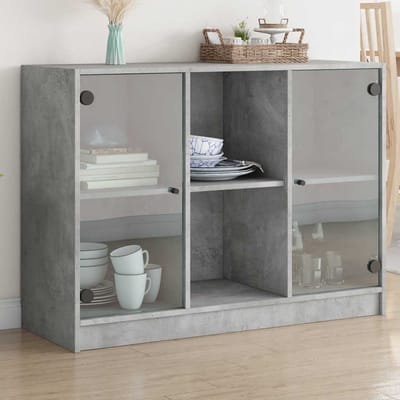 vidaXL - Dressoir - 102x37x75,5 - cm - bewerkt - hout - betongrijs
