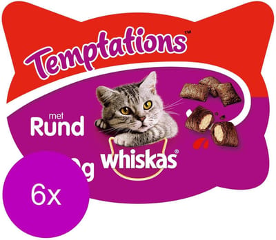 6x Whiskas - Temptations met rund - 60g