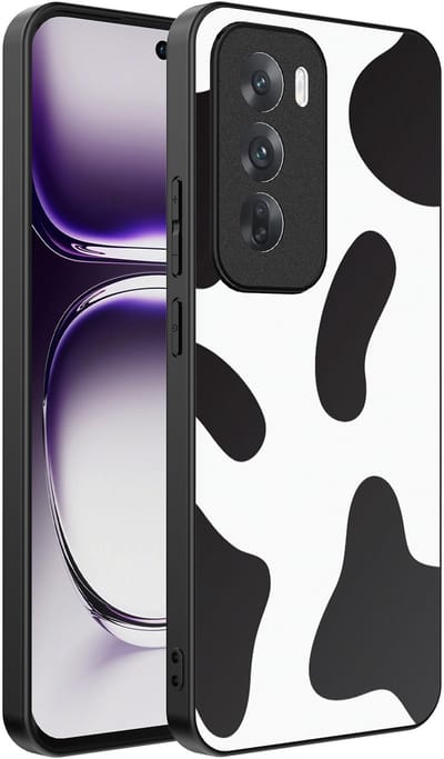 Smartphonica Telefoonhoesje Geschikt voor Oppo Reno 12 met Koeienvlekken Opdruk - TPU Backcover Case With Cow Patches Design geschikt voor Oppo Reno 12