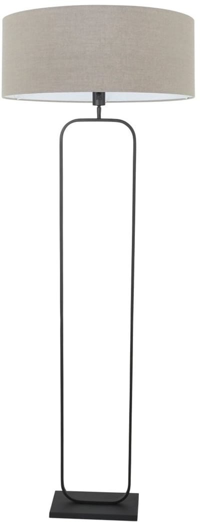 Vloerlamp Stang 4823ZW - Grijs linnen kap, zwart metaal armatuur, 147 cm hoog, kantelbaar - Steinhauer
