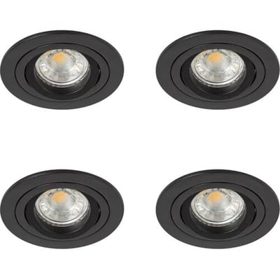 KS Verlichting - inbouwspot - Lune - zwart - set van 4 - plafondlamp - rond - aluminium - richtbaar