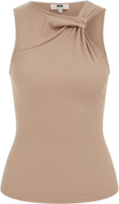 WE Fashion Dames asymmetrische tanktop van ribstof