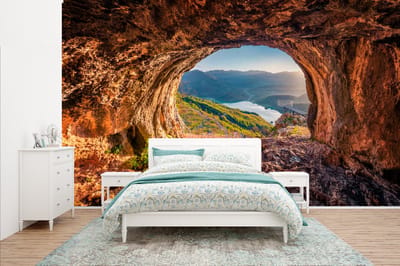 Behang - Fotobehang Grot - Berg - Landschap - Natuur - Breedte 400 cm x hoogte 240 cm