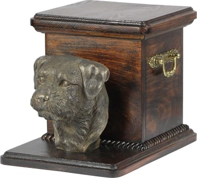 Elegante urn voor Border Terrier met hondenbuste, uniek en stijlvol