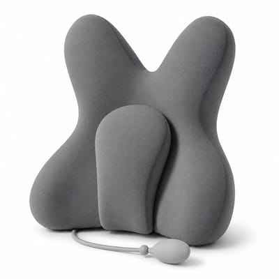 Gloovon® - Rugsteun - Rugkussen onderrug - Rugsteun Auto - Ergonomisch - Verstelbaar - Geschikt voor bureaustoel, auto en sofa - Rugsteun met ingebouwde airbag - Ruimtegrijs