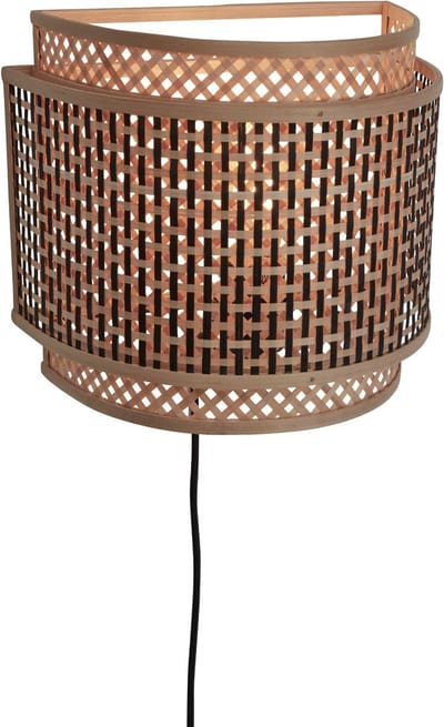 GOOD&MOJO Wandlamp Bhutan - Bamboe/Zwart - 32x16x27cm - Binnen Bohemian