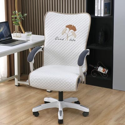 Housse de chaise ergonomique respirante et épaissie universelle quatre saisons pour chaise d'ordinateur pivotante avec appui-tête et dossier, housse de protection pour chaise e-sport One Size white