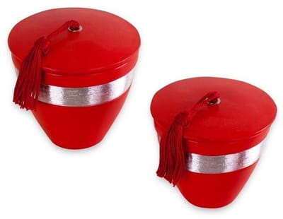 Safaary - Geurkaarsen Nawar Rond Rood met Zilver 2-delig