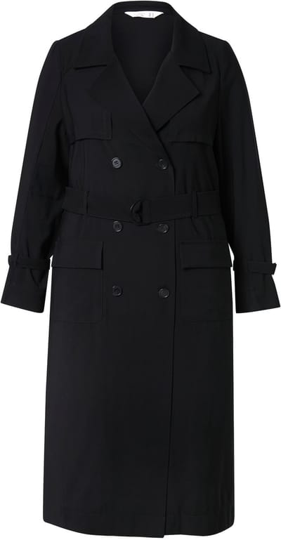 MIAMODA - Dames - Trenchcoat Classic Fit jeans look - Zwart - Maat 44