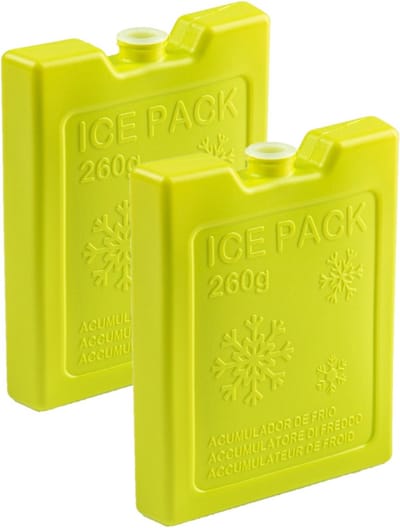 Plasticforte Koelelementen - 2x stuks - 260 grams - 13 x 10 cm - groen - kunststof - voor koeltas en koelbox
