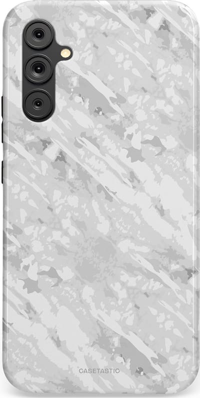 Casetastic hoesje geschikt voor Samsung Galaxy A34 (2023) 5G - Dubbellaagse bescherming - Winterse Camouflage - Fashion Case - Lichtgrijs Wit