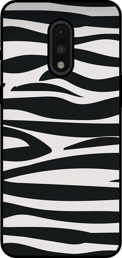 Smartphonica Telefoonhoesje Geschikt voor OnePlus 7 met zebra opdruk - TPU backcover case zebra design - Zwart Wit geschikt voor OnePlus 7