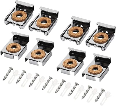 8 stuks spiegelophangclips, spiegelclips, metalen veerspiegelclips voor badkamer, garderobe, kantoor met rawl-doppen en schroefgereedschap
