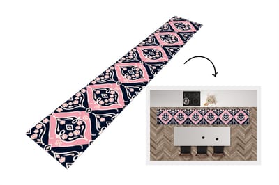 Keukenloper - Loper keuken - Bloemen - Roze - Ornament - Design - 300x50 cm - Keukenloper vinyl