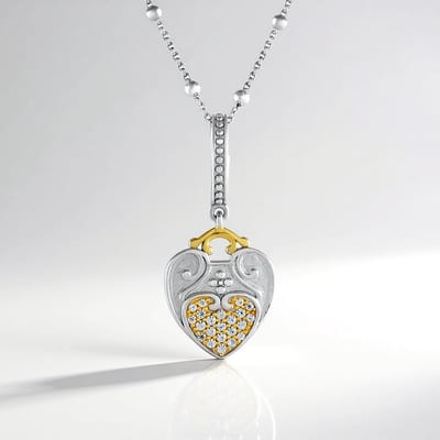 Cavill - Zilveren Halsketting - 925 Sterling Zilver - 0,338 ct Cambodjaanse Zirkonen - Elegant Hartvormige Hanger - Verstelbaar 45-50 cm