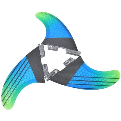 Aileron de Surf FCS2 en Fibre de Verre Dégradé Bleu Vert Élégant Accessoire de Surf Flexible