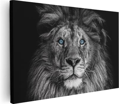 Artaza Canvas Schilderij Leeuwenkop - 30x20 cm - Klein - Muurdecoratie Dieren - Wanddecoratie Woonkamer - Kamer Accessoires