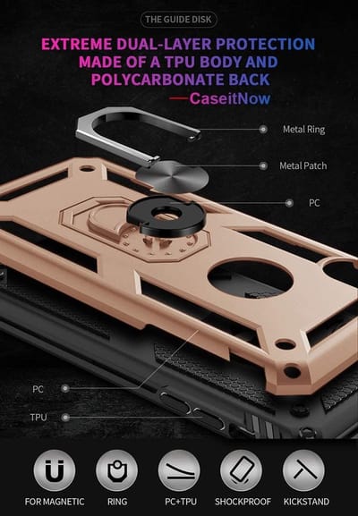 Ring Armor hoesje Geschikt voor iPhone X / XS - Goud - Draaibare standaard - Magneet - ZT Accessoires