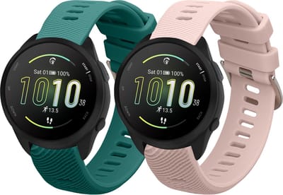 kwmobile 2x horlogebandjes geschikt voor Garmin Forerunner 165 / Forerunner 165 Music bandje - Smartwatch bandjes van TPU - Activity tracker horloge band in groen / oudroze