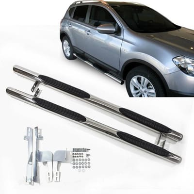 J&J Automotive Tubes Marche-Pieds Latéraux Marche Pieds Compatible Avec Nissan Qashqai 2007-2013, 2 pcs, fixation