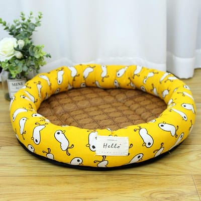 Zomer Ronde Kattenmand Huisdier Koelmat Hondenmand Ronde Mand Koelende Stro Mat Koele Kattenbed Katten Koelnest Japanse Stijl Mand S