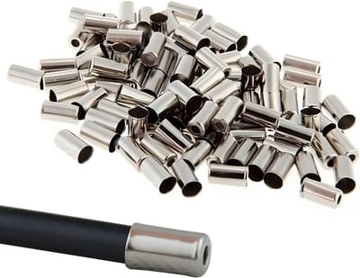 Pack of 100 Metal Brake Sleeves for Mountain Bikes - End Ferrules for Brake and Gear Cables
