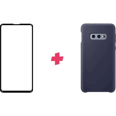 Bundel: Samsung Galaxy S10e screenprotector + blauw Siliconen hoesje