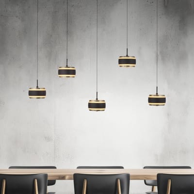 LED hanglamp PURE Falling Rings zwart, lengte 101 cm, 5-lamps