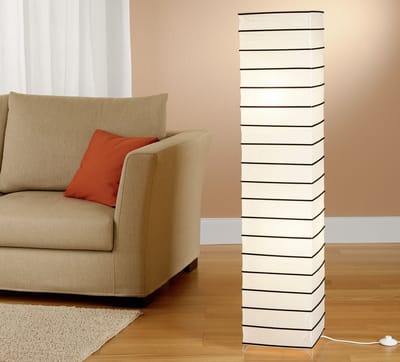 Trango1215L Design Vloerlamp *JAPAN* Rijstpapier lamp *HANDMADE* in wit met decoratieve staven incl. 2x E14 LED lampen - Vorm: hoekig - Hoogte: ca. 125cm - Woonkamer lamp - Vloerlamp