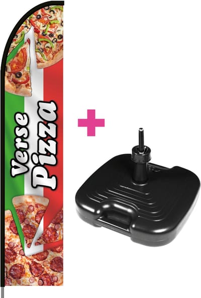 Beachflag - Pizza #3 - Vlag + Parasolvoet + Rotator + Hengelsysteem + Draagtas - Actievlag.nl