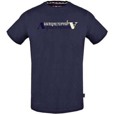 Aquascutum Heren Reflectie Logo T-Shirt (Marineblauw)